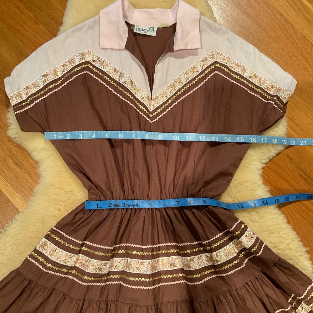 Vintage Peggy Lee brown and pink collared dress - Picture 10 of 11